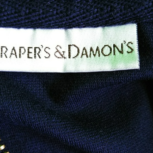 Brass toned zipper navy sweater by Drapers.  L. - Picture 6 of 8